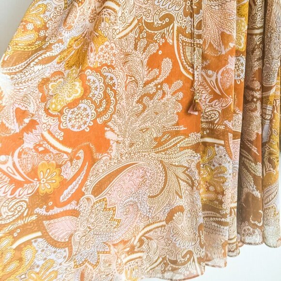 Haute Hippie Paisley Print Long Sleeve Chiffon Dress M - Picture 8 of 9